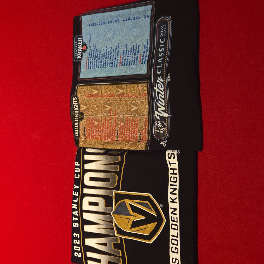 Lot of 2 Mens 2XL Vegas Golden Knights Short Sleeve T Shirts by Fanatics